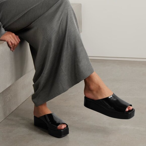 The Row Emi Flatform Slides Sleek Glossy Leather Beauty (Sz 6 / EU 36.5) - Picture 8 of 9